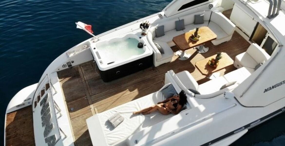 Yacht Mangusta 80 for rental in Marbella, Puente Banus.